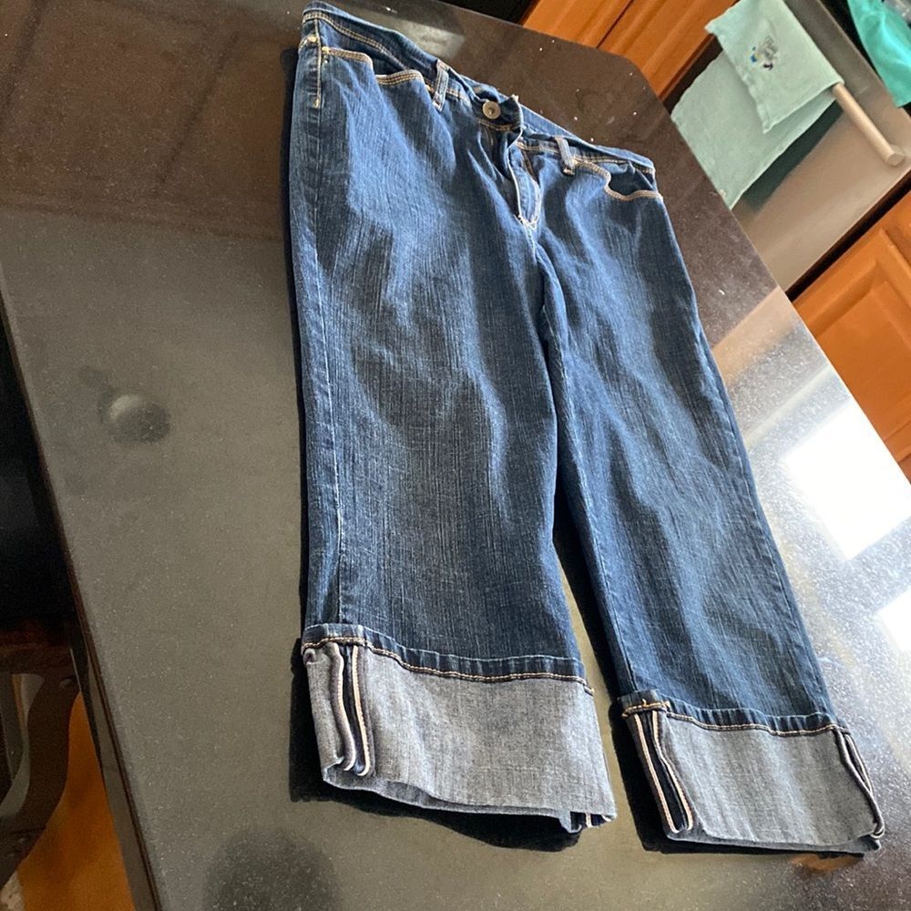 Jeans star size 12 cotton and polyester jeans with rust colored thread, …
